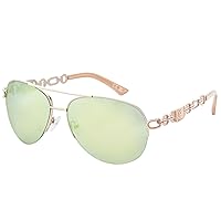 FONHCOO Aviator Sunglasses for Women Men Metal Frame UV400 Mirrored Sunglasses