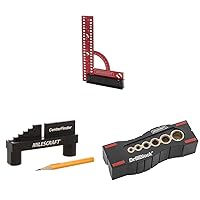 Milescraft 8409 MC-Square150 & 8408 Center Finder & 1312 Drill Block - Handheld Drill Guide, Drilling Jig for 6 of The Most Common Drill Bit Sizes