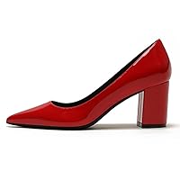 Pointy Toe Heels for Women, Block Heel Pumps Classic Office Party Wedding Dress Shoes