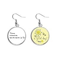 Inspirational Quote About Journey By Lao Tzu Ear Drop Sun Flower Earring Jewelry Fashion