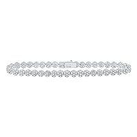 The Diamond Deal 10kt White Gold Womens Round Diamond Cluster Link Fashion Bracelet 3-1/5 Cttw