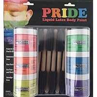 Pride Kit - Liquid Latex Body and Face Paint - Fx Make Up, Professional Quality Latex, Ammonia Free, 6 1