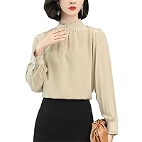 Real Silk Women's Shirts Loose Tops Blouses for Women Spring Summer Long Sleeve Woman Shirt Female Solid Blouse