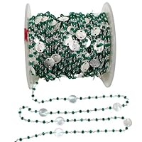 5 Feet Long gem Emerald Jade 3mm rondelle Shape Faceted Cut Beads Wire Wrapped Silver Plated Rosary Chain for Jewelry Making/DIY Jewelry Crafts CHIK-ROS-CH-55916