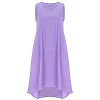 XJYIOEWT Maternity Dress Summer Plus Size,Women's Summer Crewneck Long Skirt Sleeveless Large Size Loose Solid Color Lon