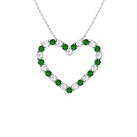 Natural and Certified Diamond and Gemstone Heart Necklace in 14k Solid Gold | 0.37 Carat Pendant with Chain