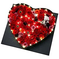 Soap Flower Deluxe Heart Arrangement with LED Light, Red FDB7DLR