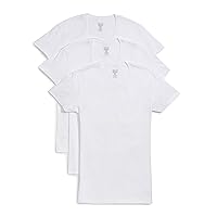 Mens Essential Cotton Slim Fit Deep V Neck T-Shirt 3-Pack