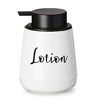 Bathroom Countertop Dispensers-Modern Ceramic Soap Lotion Dispenser Bottles, Hand Soap Dispenser for Bathroom, Dish Soap Dispenser for Kitchen, Easy-to-Press Pump (White, Labeled Lotion)