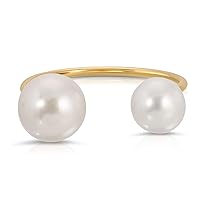 Freshwater Cultured Double Pearl Ring for Women, Girls in Sterling Rose Gold| Birthday| Wedding| Engagement | Anniversary