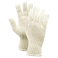MAGID T132C KnitMaster T132 Lightweight 7 Gauge Knit Gloves, Cotton Poly Blend, Ladies (Fits Medium), Natural (Pack of 12)