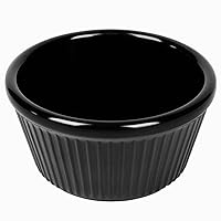 Tezzorio (Pack of 12) Fluted Plastic Ramekins - 4 oz Black Dipping Sauce Cups, Commercial Grade, Break Resistant, Ideal for Condiments and Portion Control in Kitchens