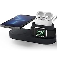 elago MagSafe Charging Station - Compatible with iPhone 15 & iPhone 14 & iPhone 13 & iPhone 12, AirPods Pro 2, AirPods Pro, AirPods 3, All Apple Watch Series [Black] [Charging Cables Not Included]