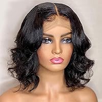 Grade 8A Brazilian Human Hair Short Wavy 13X6 Lace Front Wigs For Women Body Wave 13X4 Lace Front Wig Pre Plucked Baby Hair-14inch 130 Density 13X6 Lace Front Wig