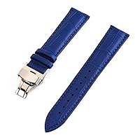 Fashion Watch Straps Genuine Leather Watch Band 12mm 13mm 14mm 15mm 16mm 17mm 18mm 19mm 20mm 21mm 22mm 24mm Watchband Butterfly Clasp Strap Sturdy Watch Band (Color : Light Blue, Size : 19mm)