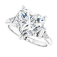 Solitaire Moissanite Engagement Ring, 6 Carats, VVS1 Clarity, Sterling Silver Setting with 18K White Gold Accents, Ideal Gift