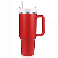 New Version 40oz Stainless Steel Vacuum Insulated Tumbler with Lid and Straw for Water, Smoothie and More, Iced Tea or Coffee (Christmas Red)