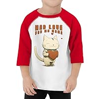 Mad Love for My Mama Toddler Baseball T-Shirt - Cute Cat 3/4 Sleeve T-Shirt - Printed Kids' Baseball Tee