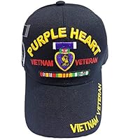 VIETNAM VETERAN PURPLE HEART CAP COVER HAT - BLACK, One Size