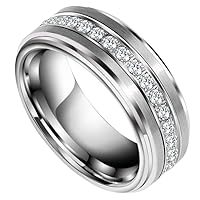 Rings for Men Women Fashion Ring Tungsten 8mm Cubic Zirconia Engagement Wedding Band Rotation Engraving Men's rings
