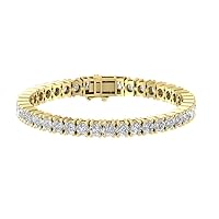 Diamond2Deal 5 To 7 3/4Ct Bracelet 14K Gold Tennis Bracelet (5-7 3/4Ct, I2-I3 Clarity) Length 7