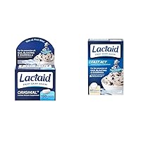 Original Strength Lactose Intolerance Relief Caplets with Natural Lactase Enzyme & Fast Act Lactose Intolerance Chewables with Lactase Enzymes, Vanilla, 60 Count (Pack of 1)