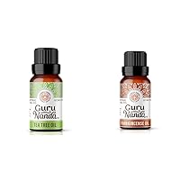GuruNanda Tea Tree (0.5 Fl Oz) and Frankincense (0.5 Fl oz) Essential Oils Bundle - 100% Pure & Natural Oils for Aromatherapy, Diffusers, Massages, Skin and Hair Care