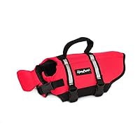 ZippyPaws Adventure Dog Lifejacket, Swimming Vest for Dogs & Puppies, Life Jacket for Swim Training Small Medium & Large Dogs - Red, Medium
