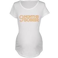 Old Glory 9 Months Sober Maternity T-Shirt - Large White