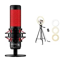 HyperX QuadCast - USB Condenser Gaming Microphone & 10'' Ring Light with 50'' Extendable Tripod Stand, SENSYNE LED Circle Lights