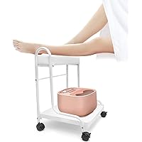 Pedicure Manicure Beauty Salon Nail Foot Bath Spa Portable Esthetician Trolley Cart for Foot Rest 3 Adjustable Height PU Cushion Funiture Massage Table Salon Supply Elitzia (White)