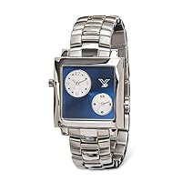 Youngblood Women's Hong Kong IV Wrist Watch - Dual Time Japanese Movement Timepeace with Mineral Glass Square Face Dial and Stainless Steel Bracelet - Blue Dial and Silver Band