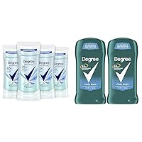 Degree Advanced Antiperspirant Deodorant 4 count 72-Hour Sweat & Odor Protection Shower Clean & Men Original Antiperspirant Deodorant for Men, Pack of 2