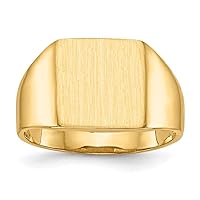 Jewels By Lux Monogram Initial Engravable Custom Personalized Polished For Men or Women 14K Yellow Gold 11.5x11mm Open Back Signet Band Ring