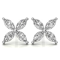 Marquise Cut Diamond Stud Earrings Gifts for Her Moissanite Push Back Earrings 1.50ct Anniversary Jewelry Present for Wife, 925 Sterling Silver and Solid Gold