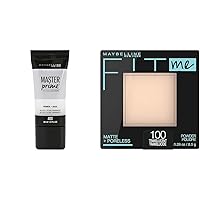 Maybelline New York Facestudio Master Prime Primer Makeup, Blur + Pore Minimize, 1 fl. oz. & Fit Me Matte + Poreless Pressed Face Powder Makeup & Setting Powder, Translucent, 1 Count