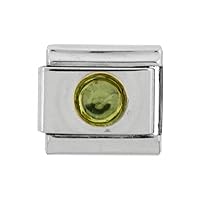 Sabrina Silver Stainless Steel 18k Gold Birthstones Charm for Italian Charm Bracelets 9mm