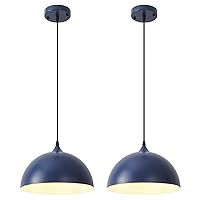 Blue Pendant Light fixtures 11.8inches 2 Packs,Metal Hanging Light Fixtures for Kitchen Island,Kitchen Pendant Light,Ceiling Light Fixtures for Restaurant Dining Room Aisle