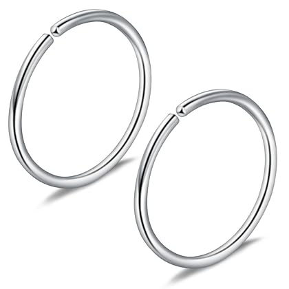 Ruifan 6-30PCS Non Pierced Stainless Steel Clip on Closure Round Ring Fake Nose Lip Helix Cartilage Tragus Ear Hoop Earrings Jewelry 20G