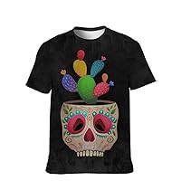 Mens Funny-Graphic T-Shirt Cool-Tees Novelty-Vintage Short-Sleeve Color Skull Hip Hop: Youth Boyfriend Unique Parents Gifts