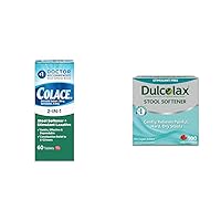 Colace 2-in-1 Stool Softener Plus Stimulant Laxative for Gentle Effective Constipation Relief & Dulcolax Stool Softener Laxative Liquid Gel Capsules (100ct) for Gentle Relief, Docusate Sodium 100mg