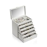 Watch Holder Jewelry Box Storage Box Watch Box Large Capacity Multi-Layer Leather Case for Studs Earrings Rings Necklace Watch Organizer (Color : Gray)