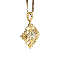 14K Yellow Gold Plated Design Charm Pendant 1.50Ct Round Cut Lab Created Diamond Tredy Pendant Necklace For Women & Girl