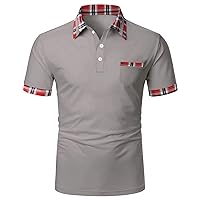 Mens Slim Polo, Men's Colorblock Business Golf Shirt Men's Short Sleeve Casual Lapel Polo Shirt