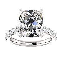 Moissanite Cushion Cut Solitaire Ring, 7.0CT, Sterling Silver, Bridal Engagement Ring