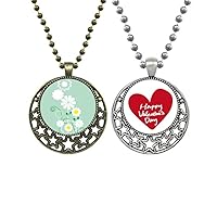 flower s green petal pendant necklace mens womens valentine chain