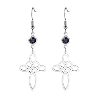 TEAMER Stainless Steel Crescent Goddess Black Birthstone Witches Knot Earrings Triple Moon Wicca Pentagram Gothic Celtic Knot Drop Earrings