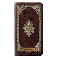RW3014 Vintage Map Book Cover PU Leather Flip Case Cover for iPhone 11 with Personalized Your Name on Leather Tag