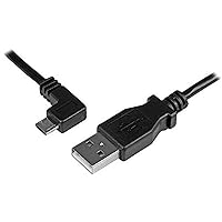 StarTech.com 2m 6 ft Micro-USB Charge-and-Sync Cable - Left-Angle Micro-USB - M/M - USB to Micro USB Charging Cable - 24 AWG (USBAUB2MLA) Black