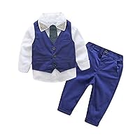 Kids Boys 4 PCS Gentleman Tuxedo Suits Formal Vest Cravat Shirt Pants Set Wedding Outfit 2-7 Years